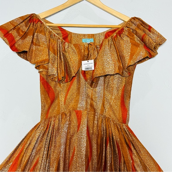 Sika Porter 100% Cotton Handmade Multi Color Brown Orange Maxi Dress - Picture 4 of 14